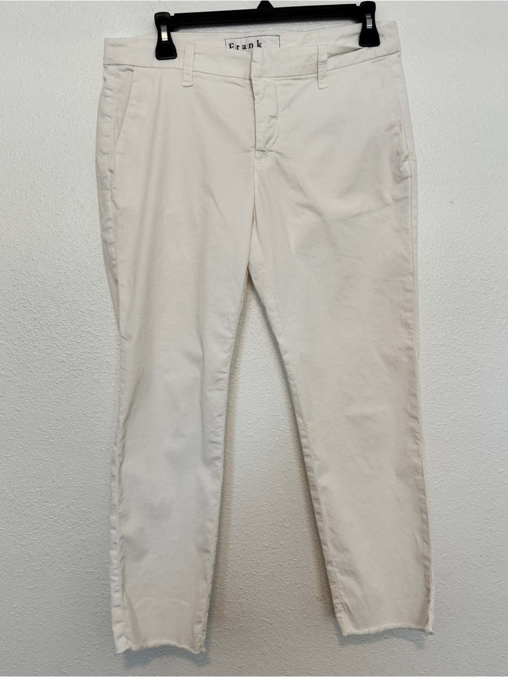 Frank & Eileen Wicklow White Italian Chino Pant Size 6 Cropped Straight Leg - Picture 3 of 6